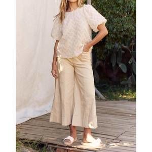 NEW IN FEBRUARY bubble sleeve textured blouse in natural